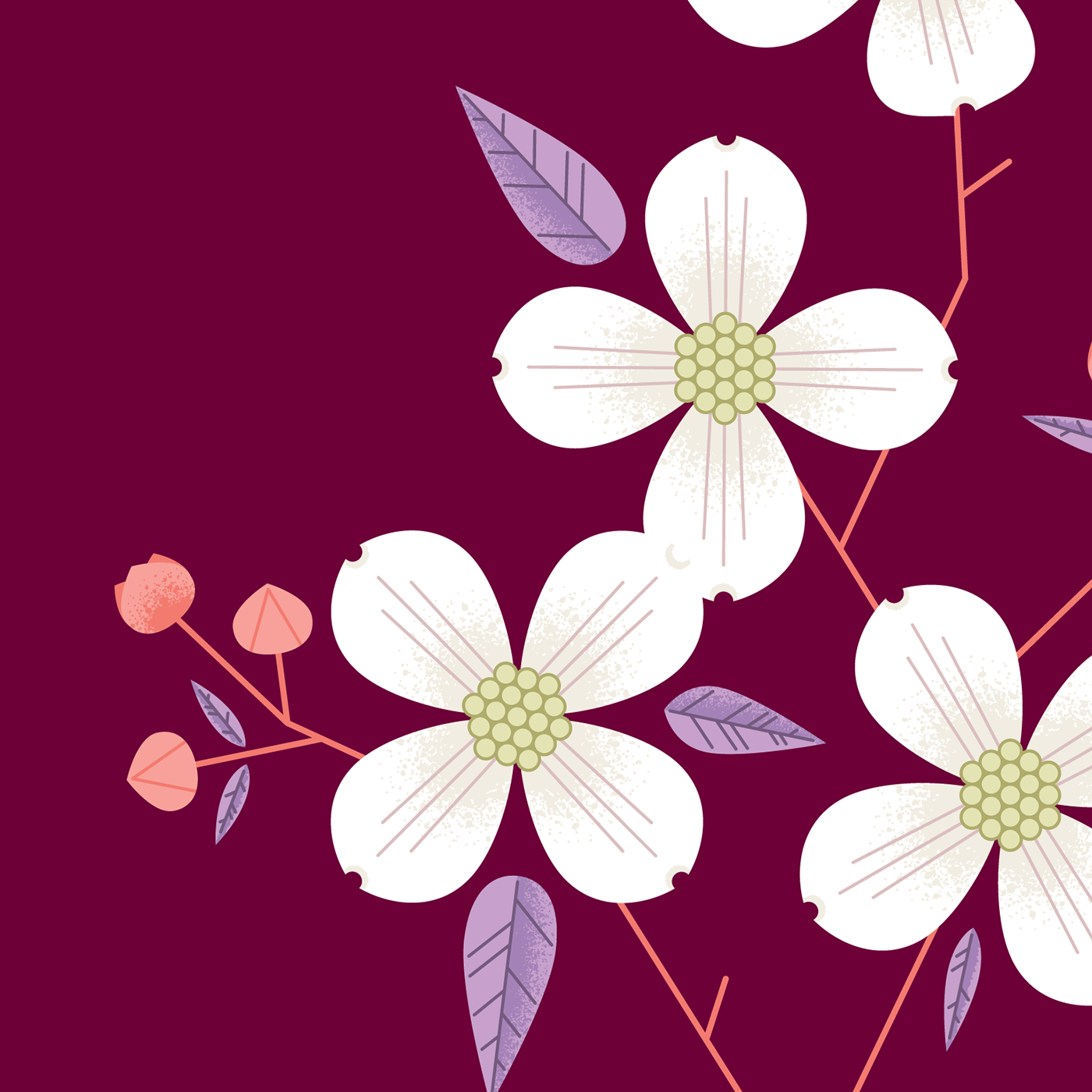 Dogwood Print - Merlot